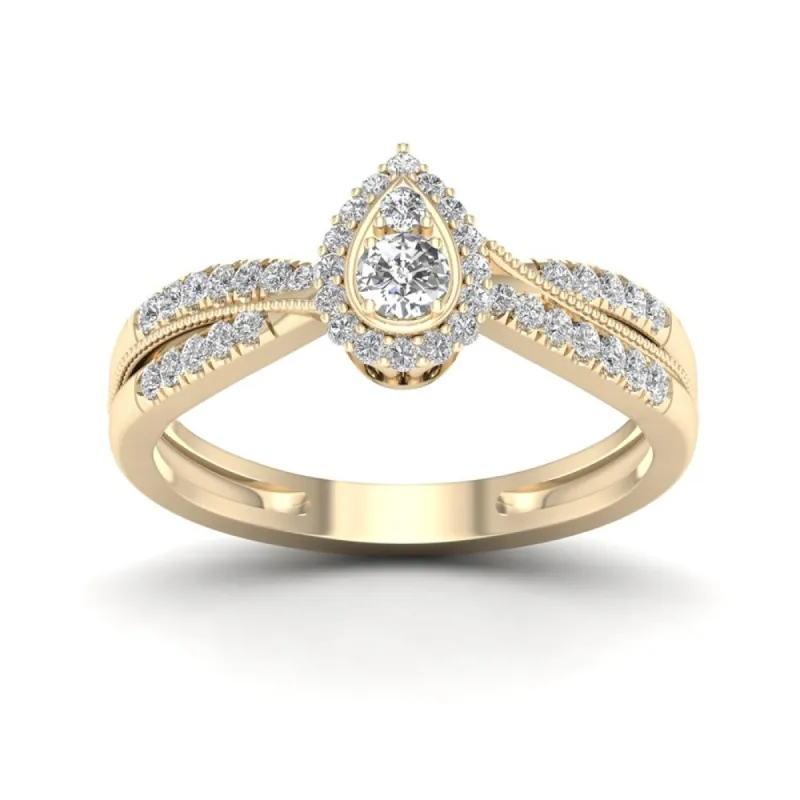 De Couer 1/3ct TDW Diamond Pear Shape Halo Engagement Ring - Yellow sold by Zulily