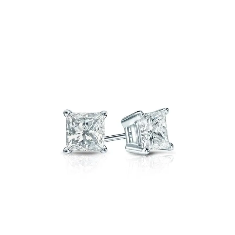 Auriya 14-karat Gold Lab Grown 0.25 carat TDW Princess Diamond Stud Earrings 4-Prong Basket Screw-back sold by Zulily