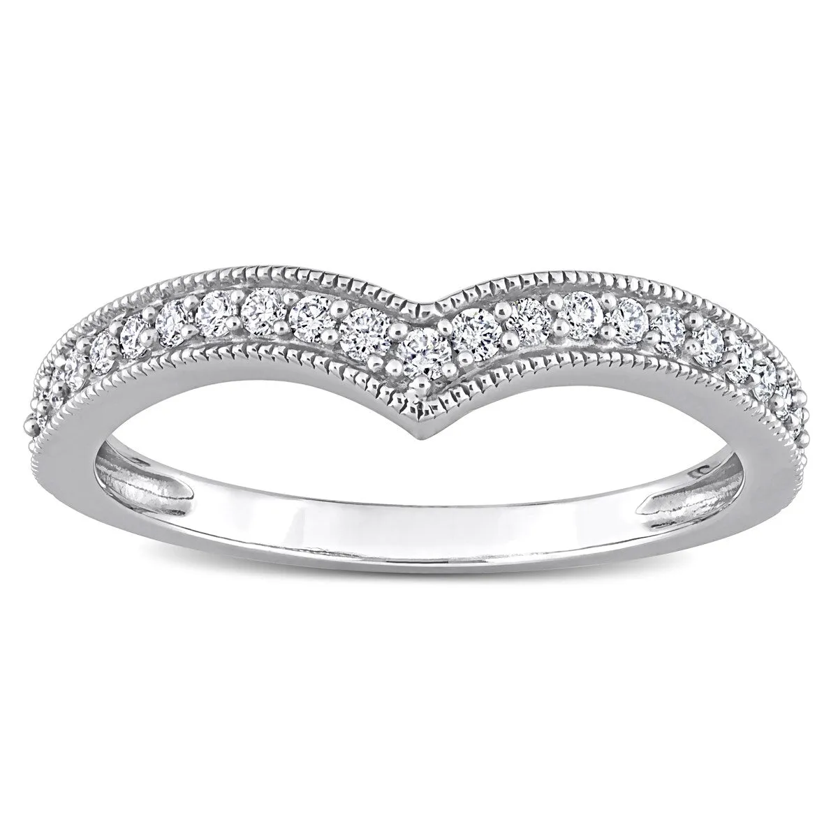 Miadora 1/4ct TDW Diamond Contour Stackable Semi-Eternity Wedding Band Ring in 10k White Gold sold by Zulily product image thumbnail 2