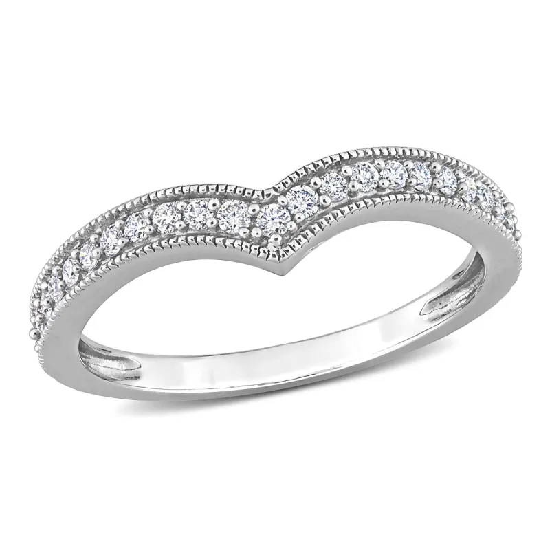 Miadora 1/4ct TDW Diamond Contour Stackable Semi-Eternity Wedding Band Ring in 10k White Gold sold by Zulily
