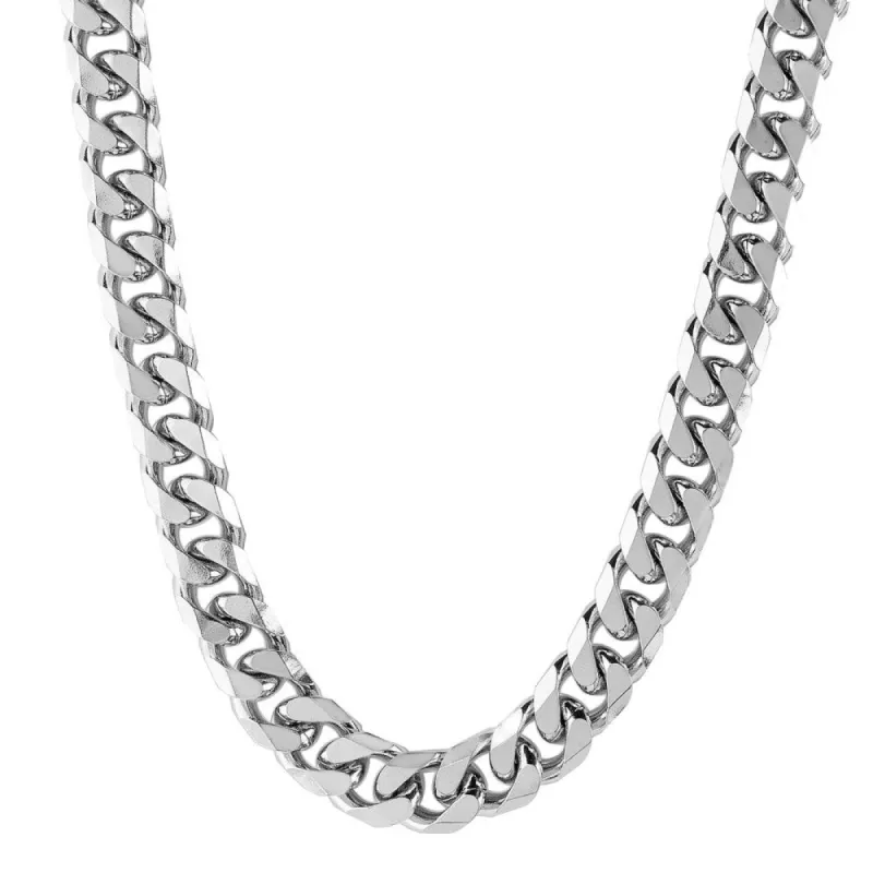 Men's Stainless Steel Beveled Cuban Link Chain (6.4 mm) - Silver sold by Zulily