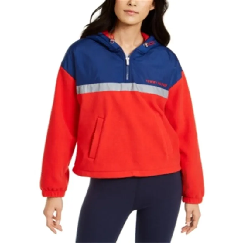 Tommy Hilfiger Women's Color Block Long Sleeve Zip Neck Hoodie Top Red Size XX-Large sold by Zulily