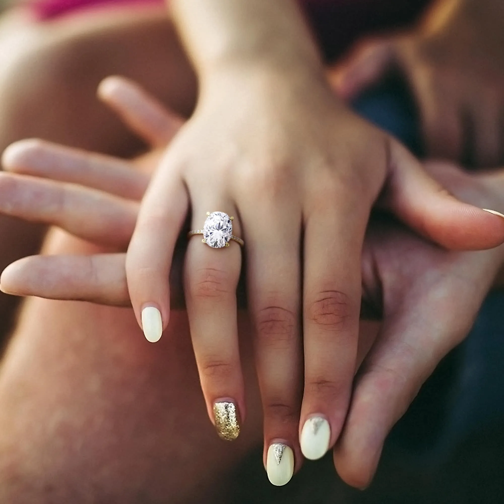 Miadora 4 7/8ct DEW Oval Created Moissanite Engagement Ring in 10k Yellow Gold sold by Zulily product image thumbnail 5