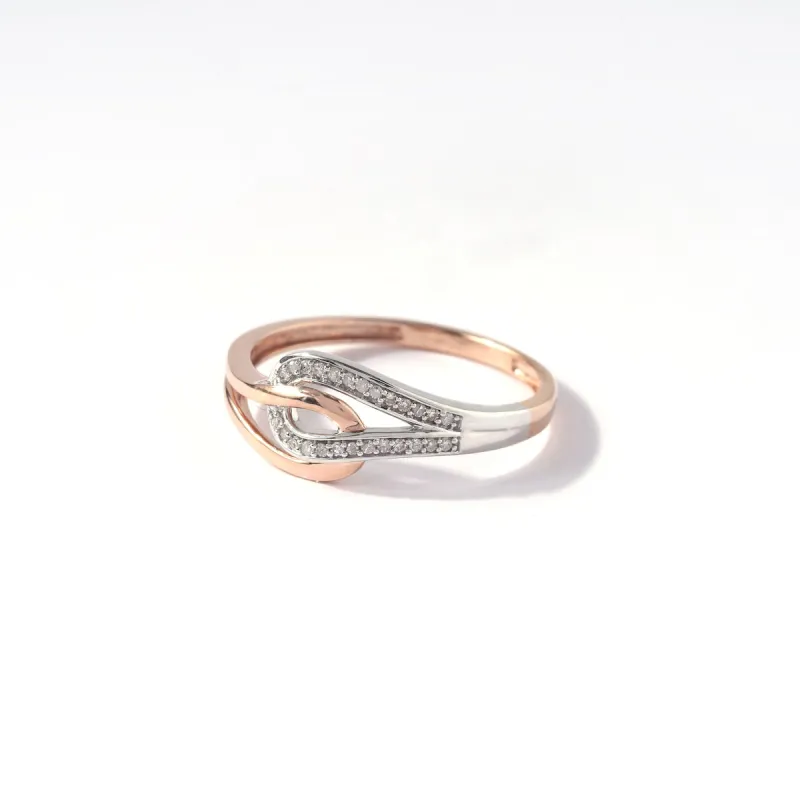 De Couer 10k Two-Tone White Gold 1/10ct TDW Diamond Two Side Knot Ring sold by Zulily