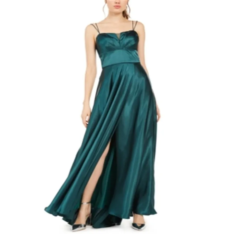 Blondie Nites Junior's Pleated Illusion Satin Gown Green Size 13 - 14 sold by Zulily