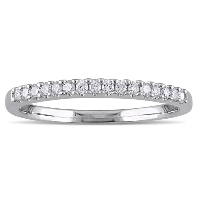 Miadora Sterling Silver 1/6ct TDW Diamond Semi Eternity Wedding Band - White sold by Zulily