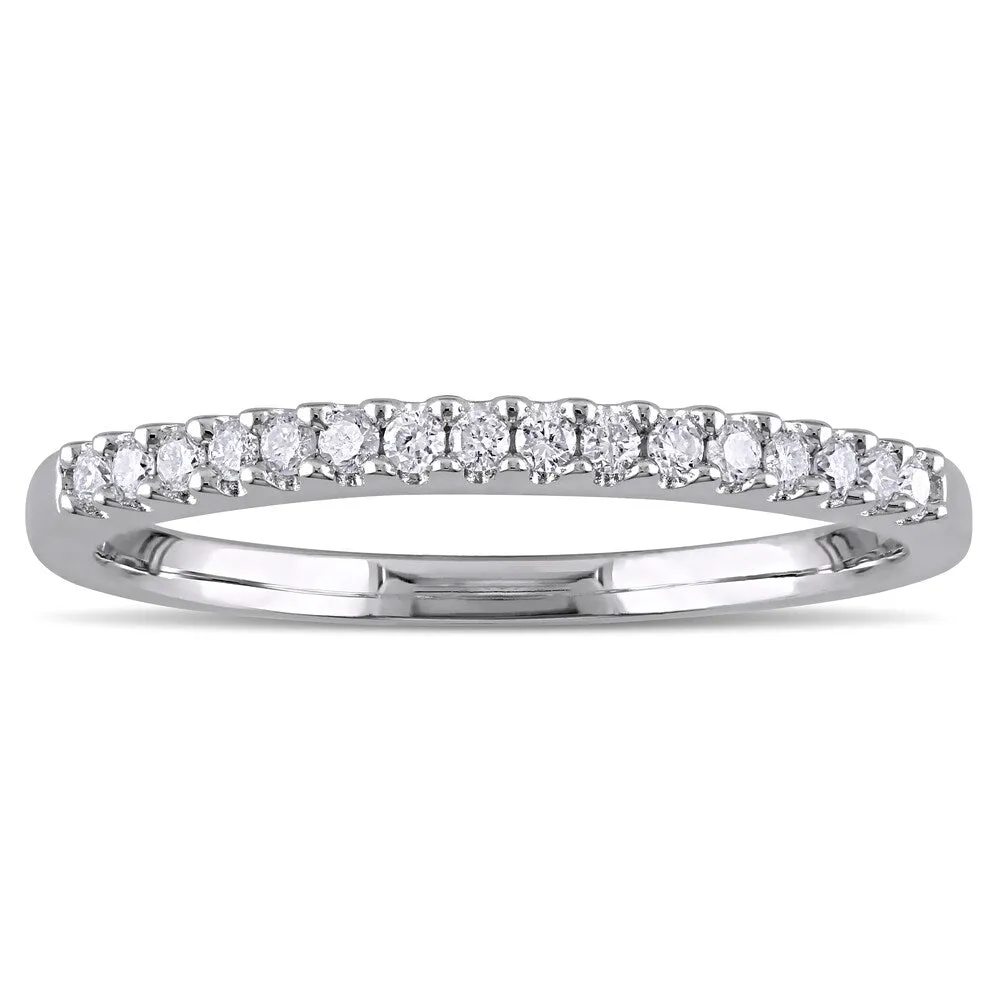 Miadora Sterling Silver 1/6ct TDW Diamond Semi Eternity Wedding Band - White sold by Zulily