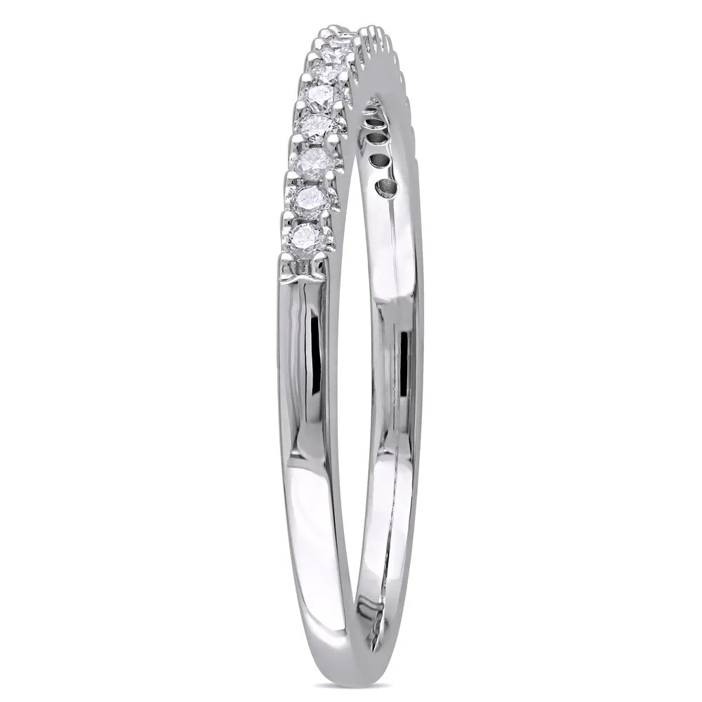 Miadora Sterling Silver 1/6ct TDW Diamond Semi Eternity Wedding Band - White sold by Zulily product image thumbnail 2
