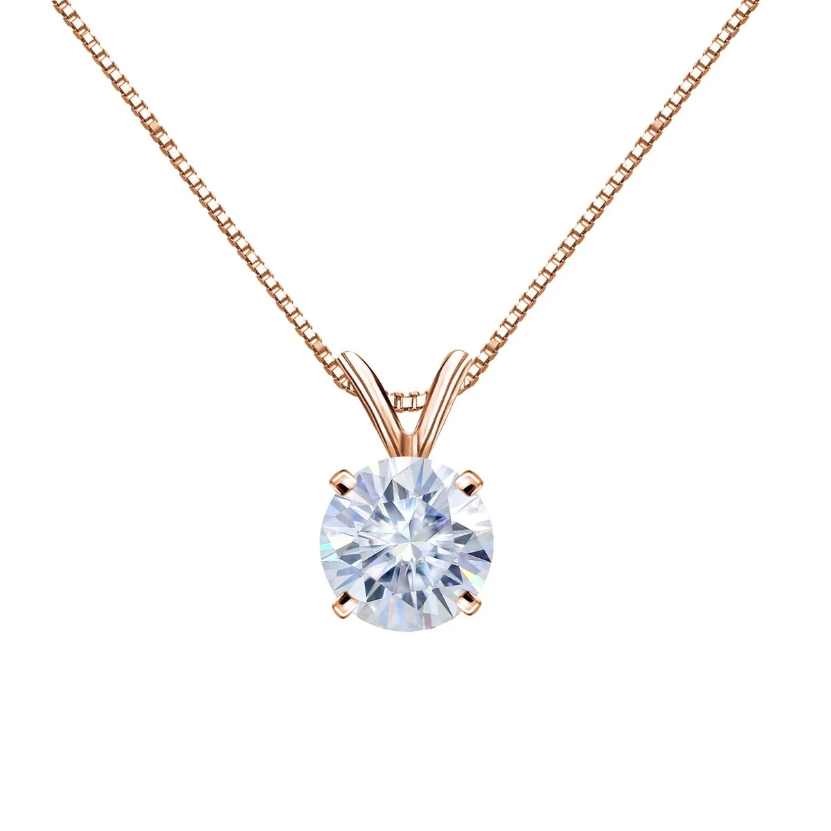 Auriya 14KT Gold 1 3/4ctw Round Solitaire Moissanite Necklace - 7.8 mm sold by Zulily product image thumbnail 3