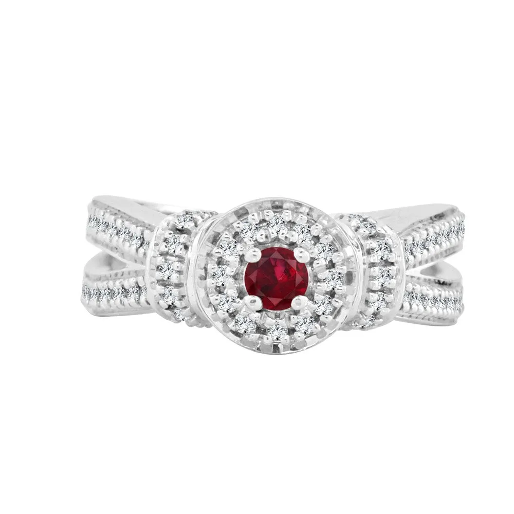 Auriya 14k Gold 1/6ct Ruby and 2/5ct TDW Round Diamond Halo Engagement Ring sold by Zulily product image thumbnail 4