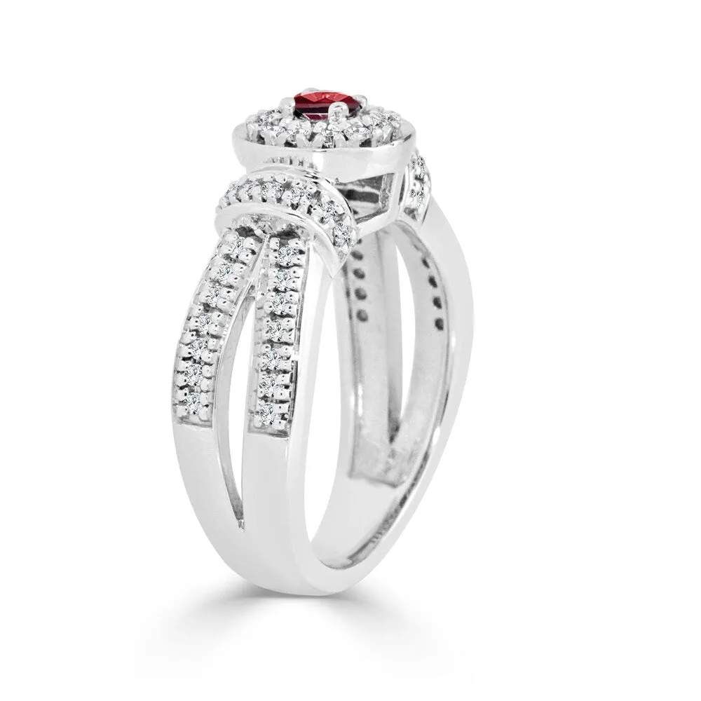Auriya 14k Gold 1/6ct Ruby and 2/5ct TDW Round Diamond Halo Engagement Ring sold by Zulily product image thumbnail 5