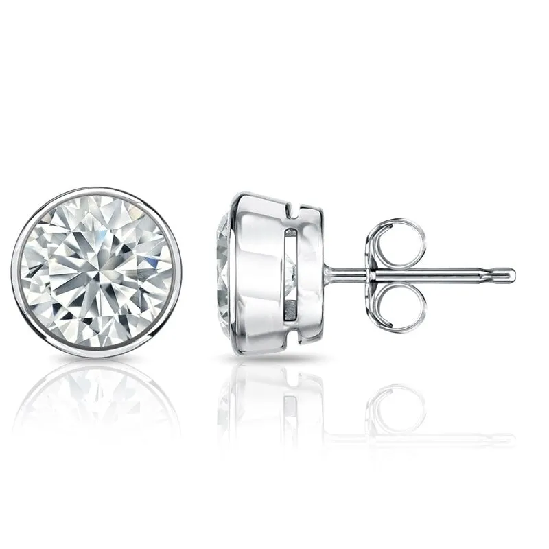 Auriya 1 1/2ctw Round Diamond Stud Earrings Bezel-set 18k Gold - GIA Certified sold by Zulily product image thumbnail 5