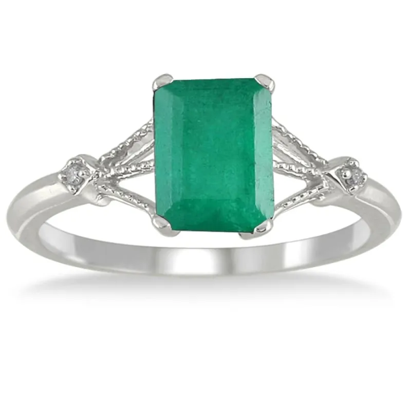 1.60 Carat Emerald and Diamond Ring in 10K White Gold sold by Zulily