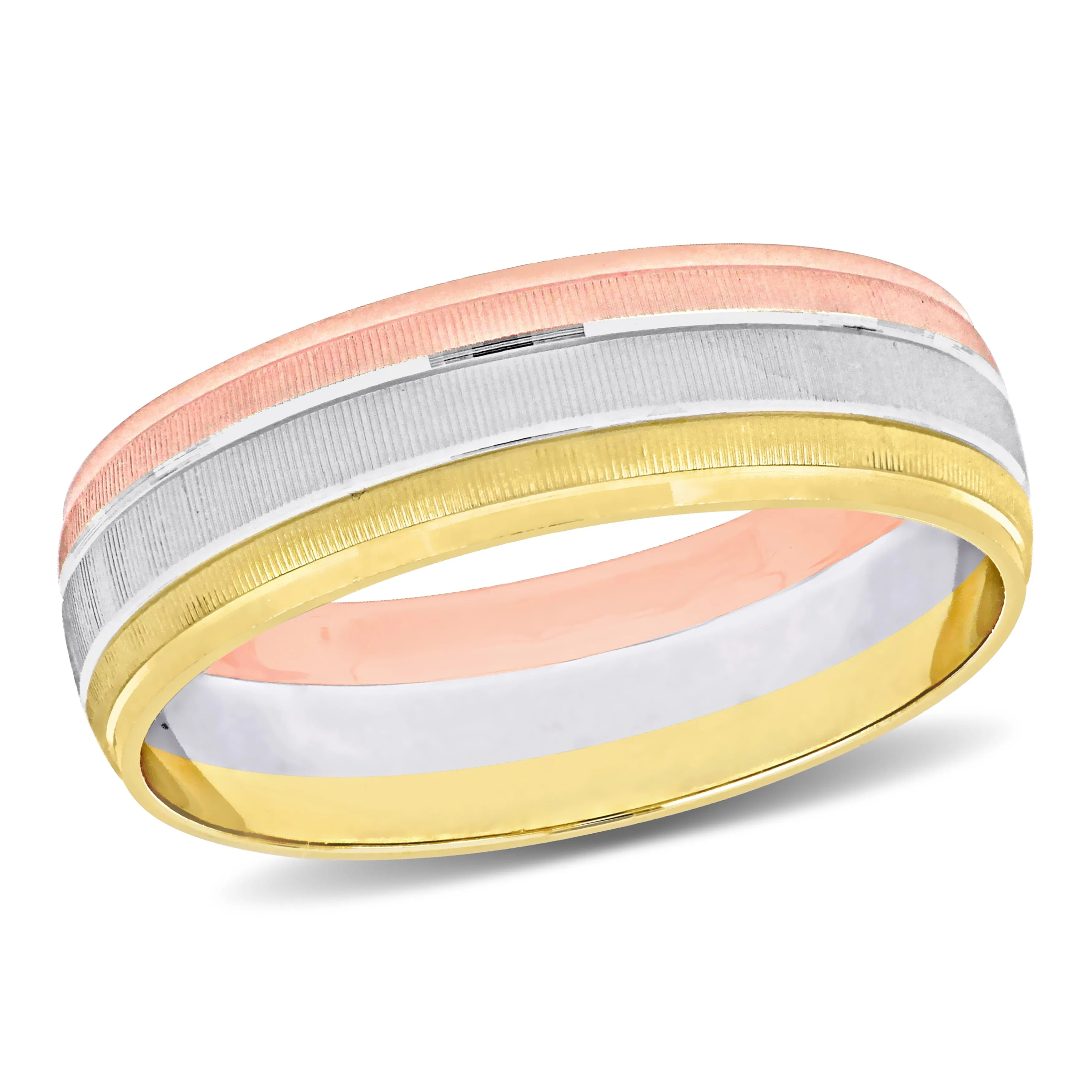 Miadora Mens 6 mm Brushed Finish Wedding Band in 14k 3-Tone Gold sold by Zulily