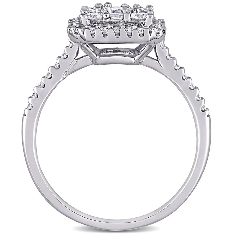 Miadora 10k White Gold 1ct TDW Diamond Composite Square Halo Engagement Ring sold by Zulily product image thumbnail 4