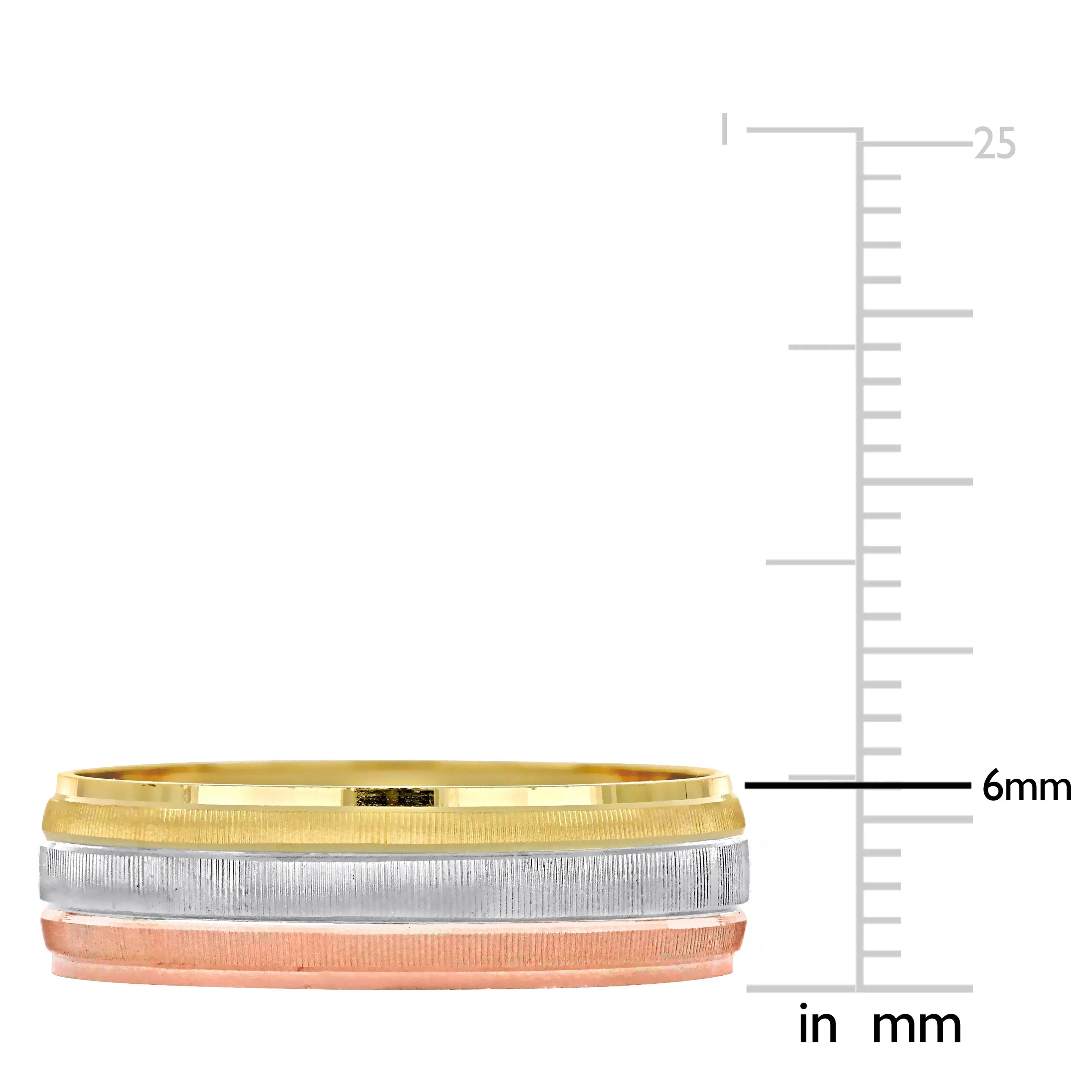 Miadora Mens 6 mm Brushed Finish Wedding Band in 14k 3-Tone Gold sold by Zulily product image thumbnail 3