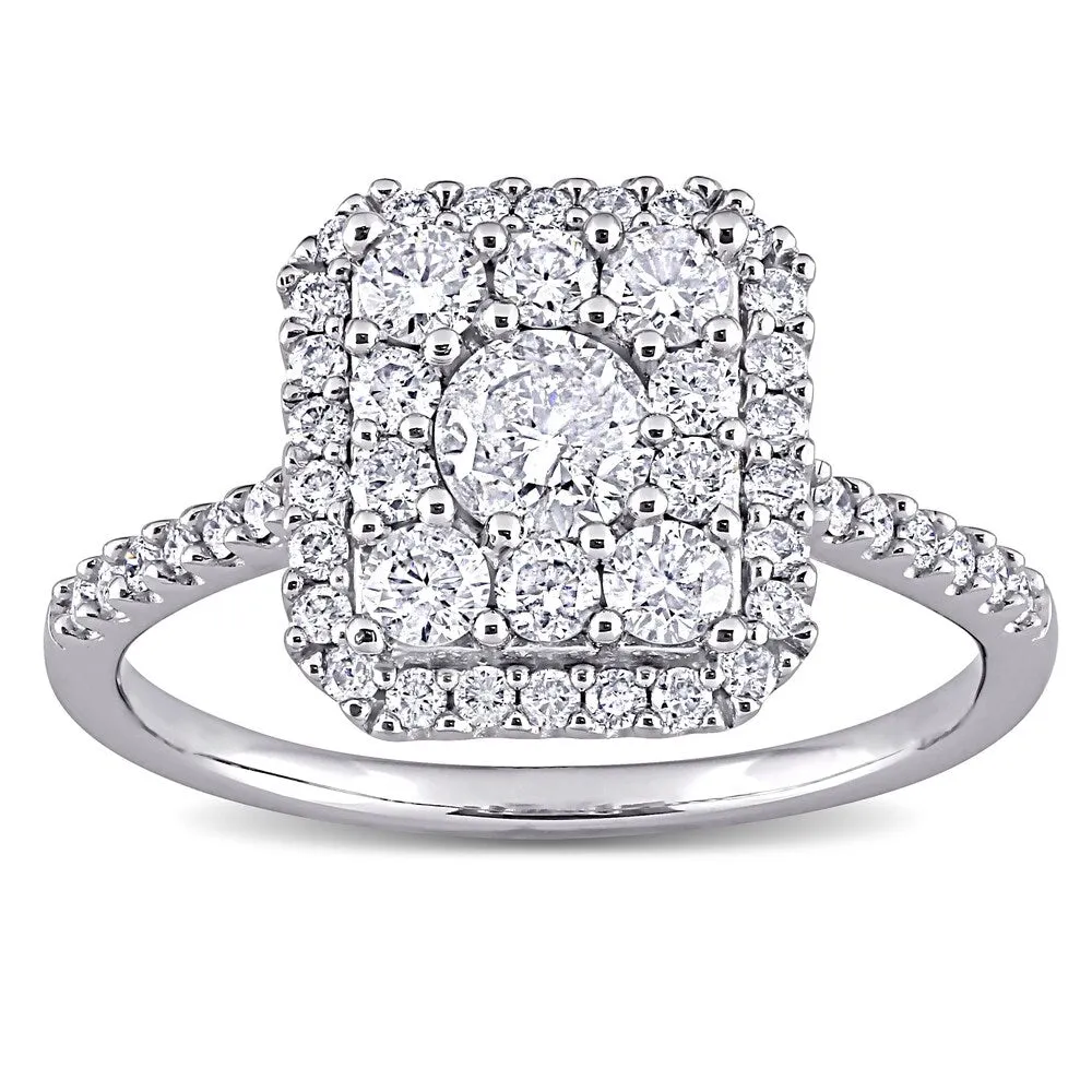 Miadora 10k White Gold 1ct TDW Diamond Composite Square Halo Engagement Ring sold by Zulily product image thumbnail 2