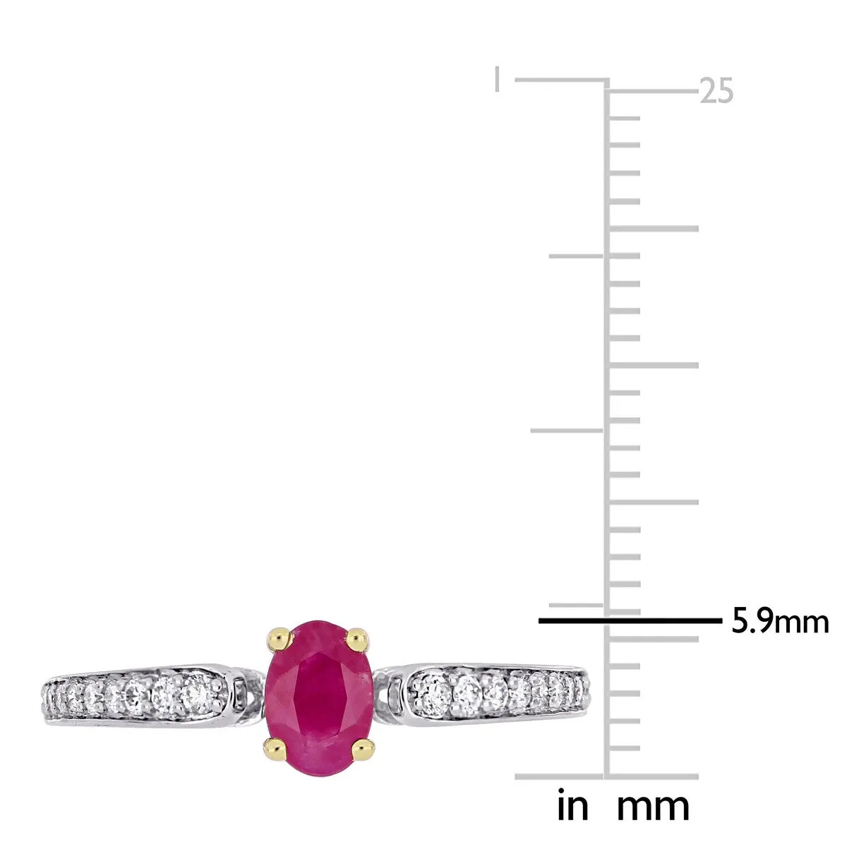 Miadora 2-Tone 10k White and Yellow Gold Ruby and 1/6ct TDW Diamond Engagement Ring sold by Zulily product image thumbnail 3