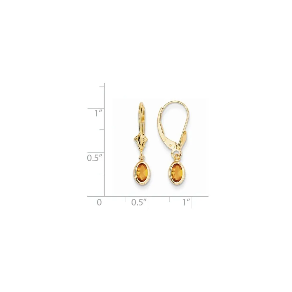 Curata 14k Yellow Gold 6x4 Oval Bezel Citrine Leverback Earrings sold by Zulily product image thumbnail 2
