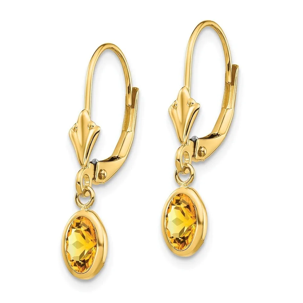 Curata 14k Yellow Gold 6x4 Oval Bezel Citrine Leverback Earrings sold by Zulily product image thumbnail 3