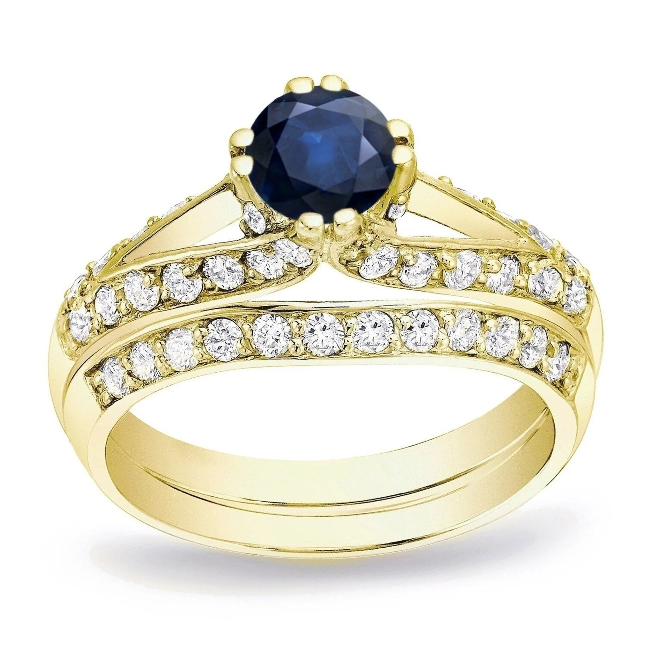 Auriya 14k Gold 1/2ct Blue Sapphire and 3/4ctw Diamond Engagement Ring Set sold by Zulily product image thumbnail 2