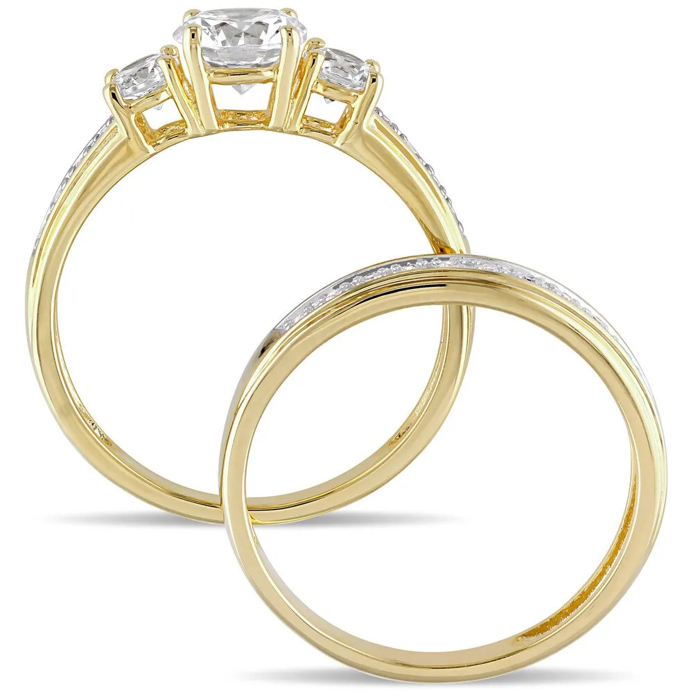 Miadora Yellow Silver Cubic Zirconia Bridal 3-stone Bridal Ring Set - White sold by Zulily product image thumbnail 5