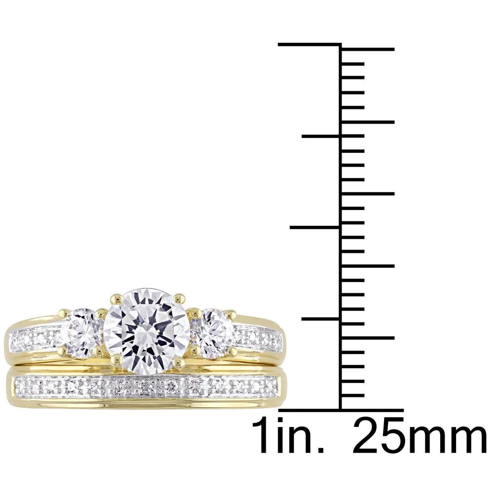 Miadora Yellow Silver Cubic Zirconia Bridal 3-stone Bridal Ring Set - White sold by Zulily product image thumbnail 3