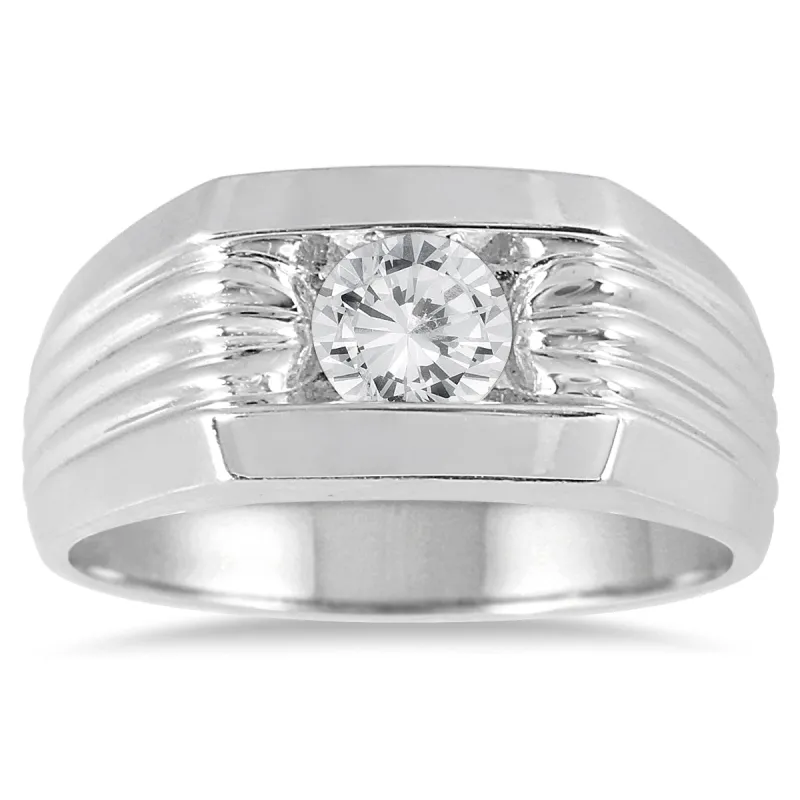AGS Certified 3/4 Carat Men's Diamond Solitaire Ring in 10K White Gold (H-I Color, I1-I2 Clarity) sold by Zulily