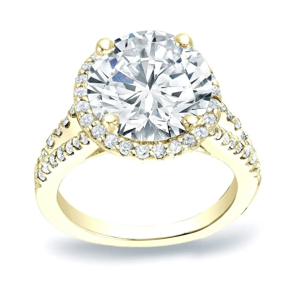 Auriya Round 1 1/5ct Moissanite and 1/2ctw Halo Diamond Engagement Ring 14K Gold sold by Zulily product image thumbnail 2