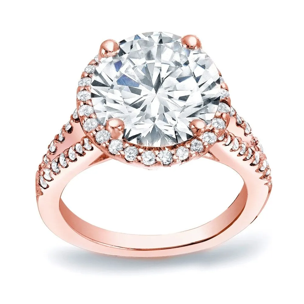 Auriya Round 1 1/5ct Moissanite and 1/2ctw Halo Diamond Engagement Ring 14K Gold sold by Zulily product image thumbnail 3
