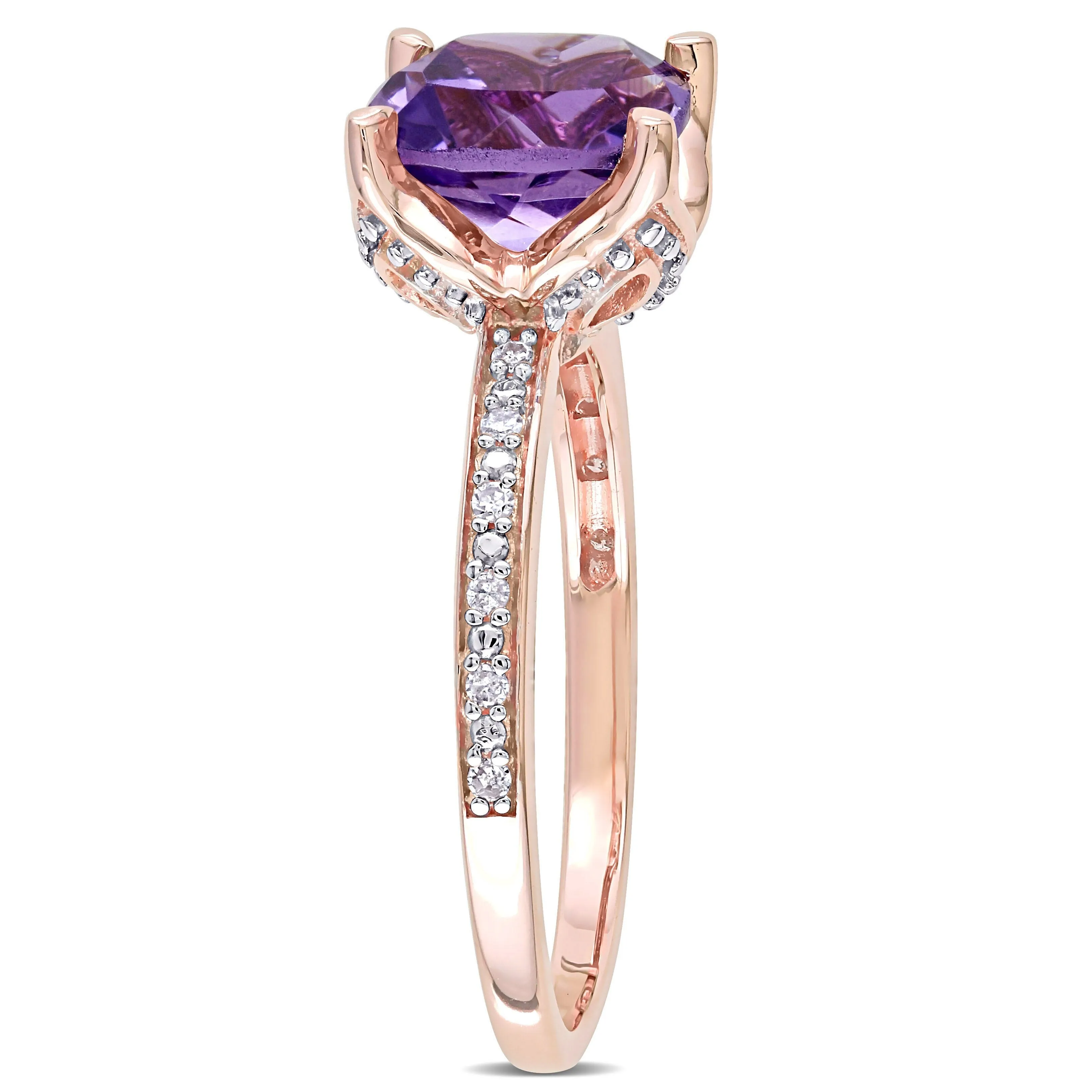 Miadora Cushion-Cut Amethyst and Diamond Ring in 10k Rose Gold sold by Zulily product image thumbnail 2