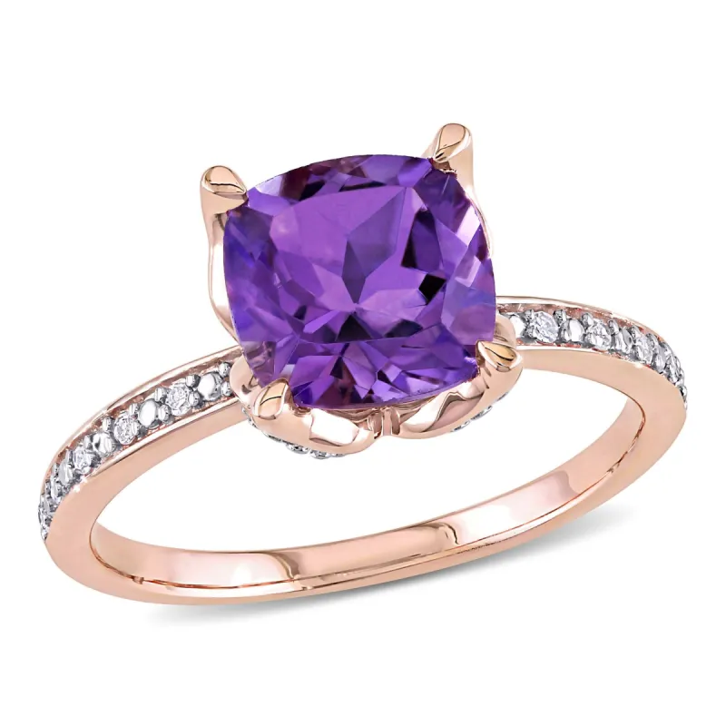 Miadora Cushion-Cut Amethyst and Diamond Ring in 10k Rose Gold sold by Zulily