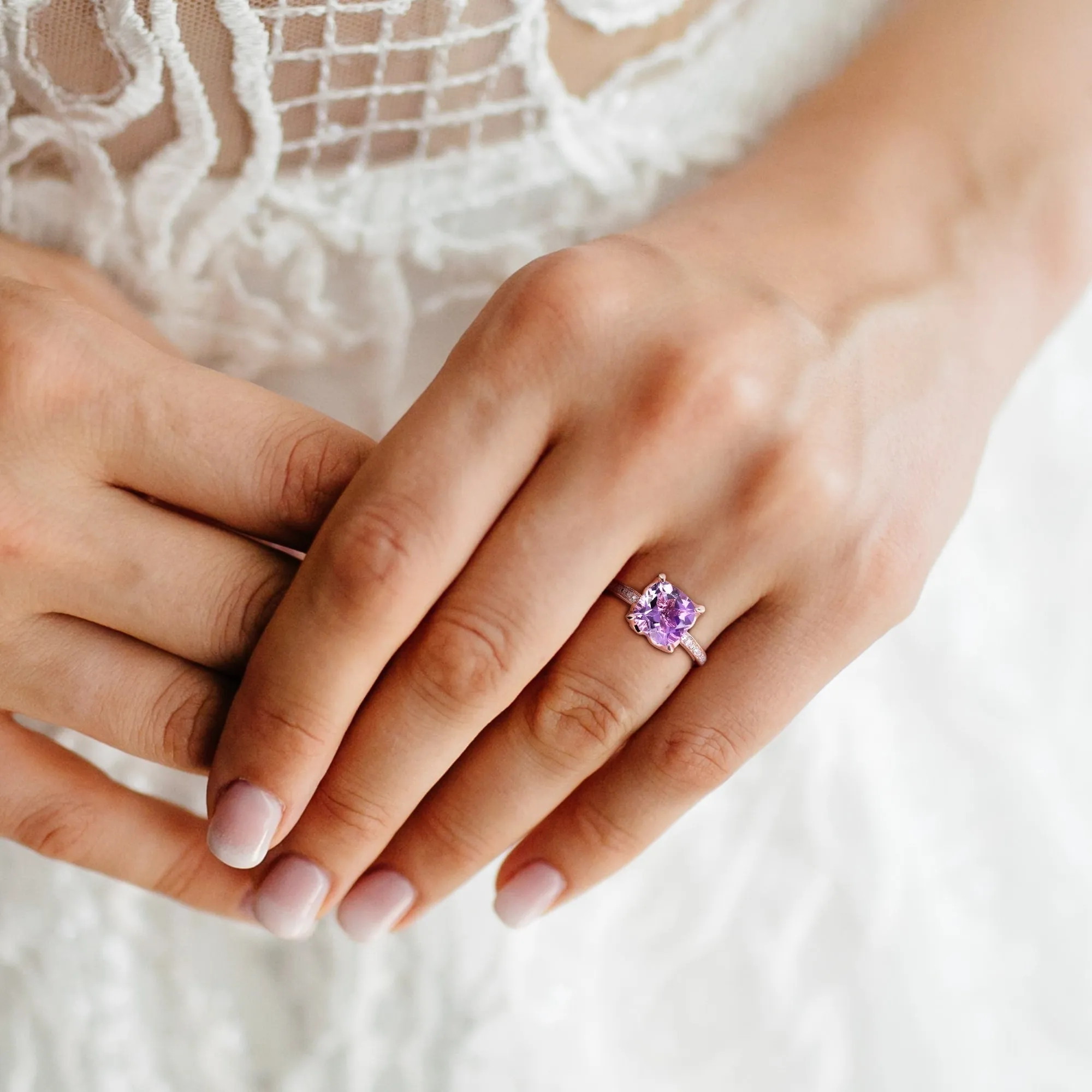 Miadora Cushion-Cut Amethyst and Diamond Ring in 10k Rose Gold sold by Zulily product image thumbnail 5