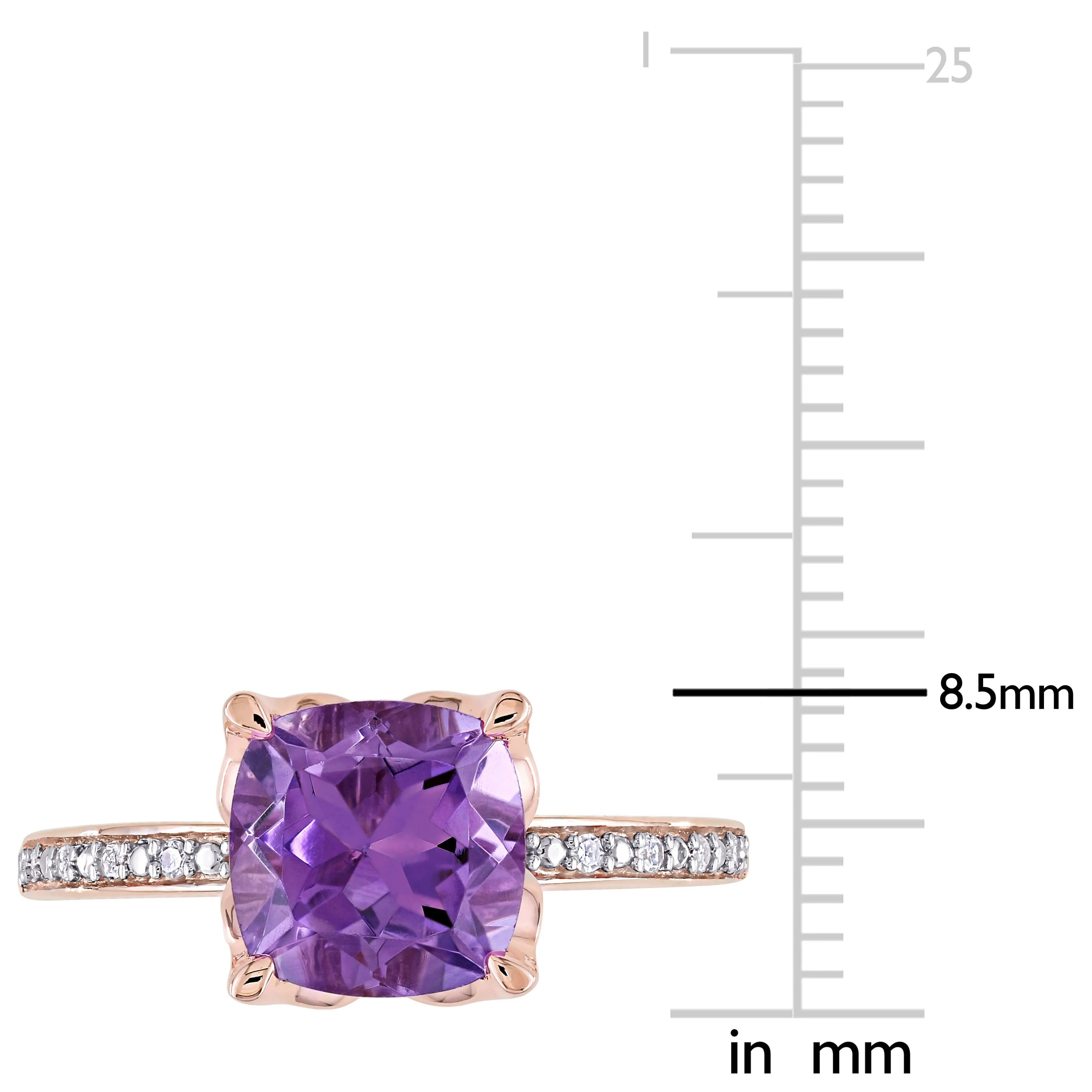Miadora Cushion-Cut Amethyst and Diamond Ring in 10k Rose Gold sold by Zulily product image thumbnail 3