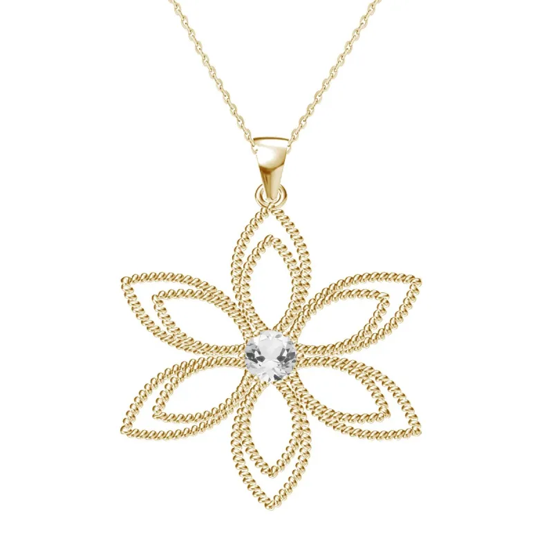 V3 Jewelry 1ct Natural White Topaz Flower Pendant in Gold over Sterling Silver sold by Zulily