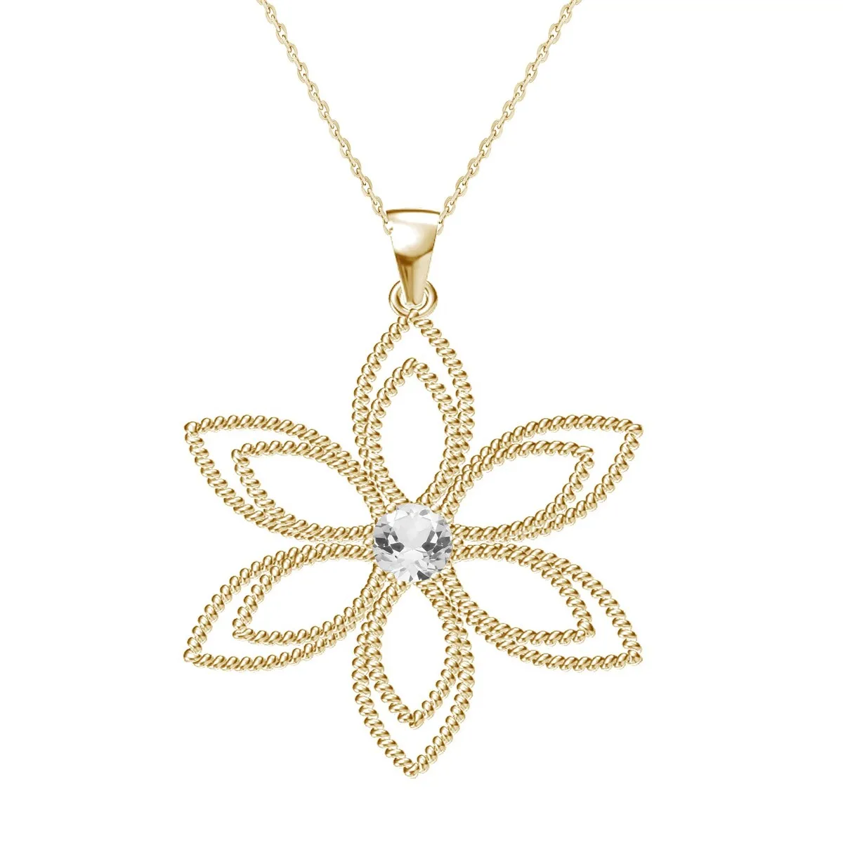 V3 Jewelry 1ct Natural White Topaz Flower Pendant in Gold over Sterling Silver sold by Zulily