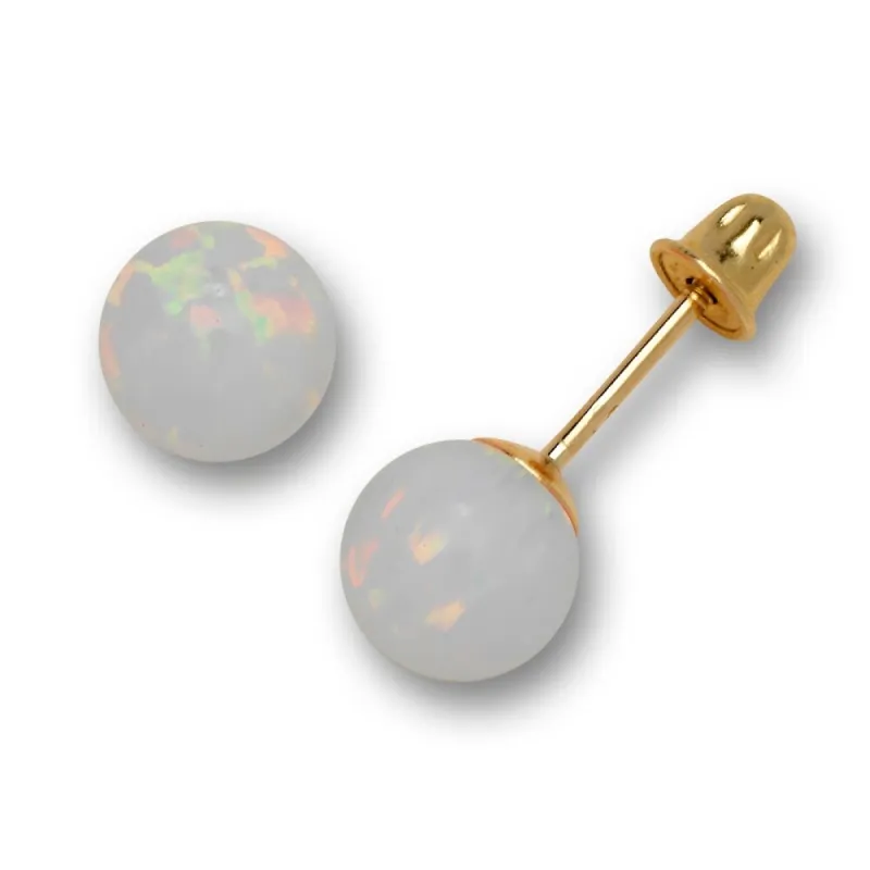 14K Yellow Gold Colors of Created Opal 6mm Ball Post Stud Screw-back Earrings sold by Zulily