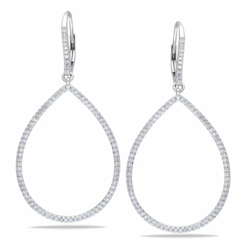 Miadora 14k White Gold 4/5ct TDW Diamond Teardrop Open Hoop Dangle Earrings - 50.4 mm x 25.3 mm x 12.6 mm sold by Zulily