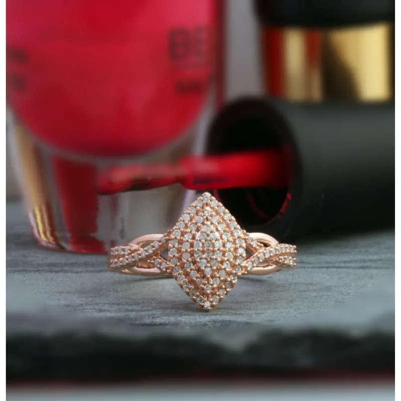 De Couer 10k Rose Gold 1/4ct TDW Diamond Cluster Halo Engagement Ring - Pink sold by Zulily