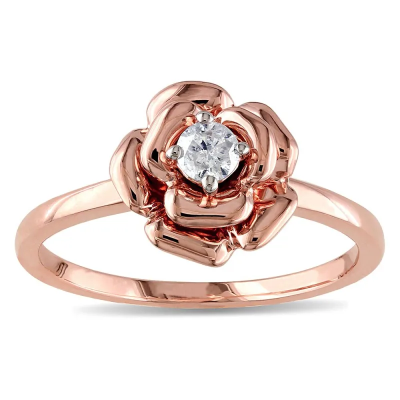 Miadora 10k Rose Gold 1/6ct TDW Diamond Flower Promise Ring sold by Zulily