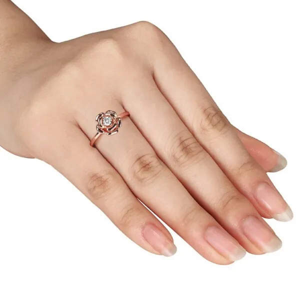 Miadora 10k Rose Gold 1/6ct TDW Diamond Flower Promise Ring sold by Zulily product image thumbnail 4