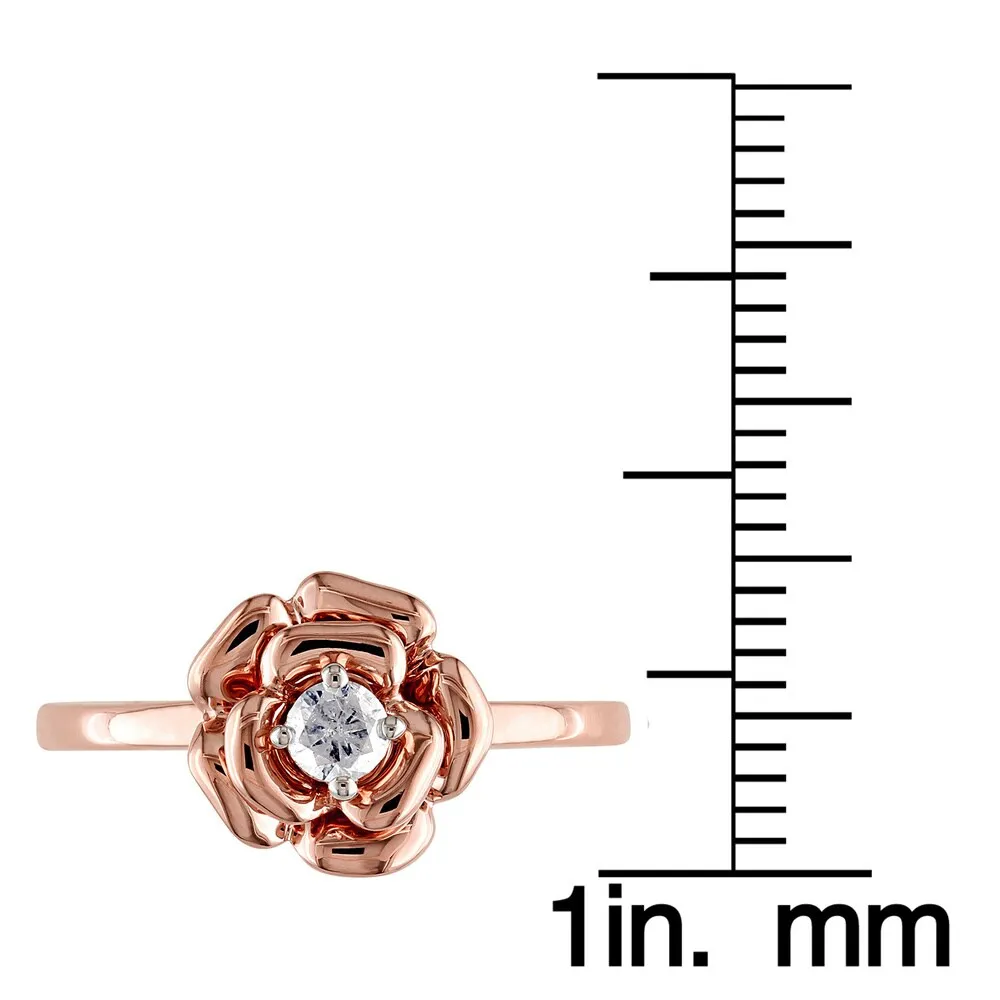 Miadora 10k Rose Gold 1/6ct TDW Diamond Flower Promise Ring sold by Zulily product image thumbnail 3