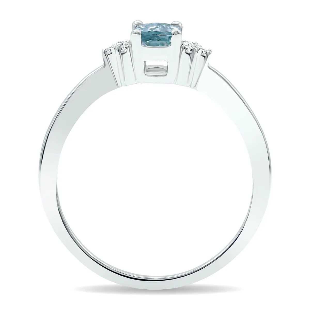 Women's Aquamarine and Diamond Half Moon Ring in 10K White Gold sold by Zulily product image thumbnail 2