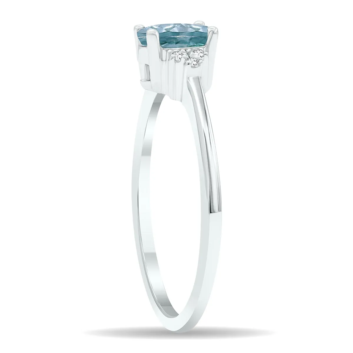 Women's Aquamarine and Diamond Half Moon Ring in 10K White Gold sold by Zulily product image thumbnail 3