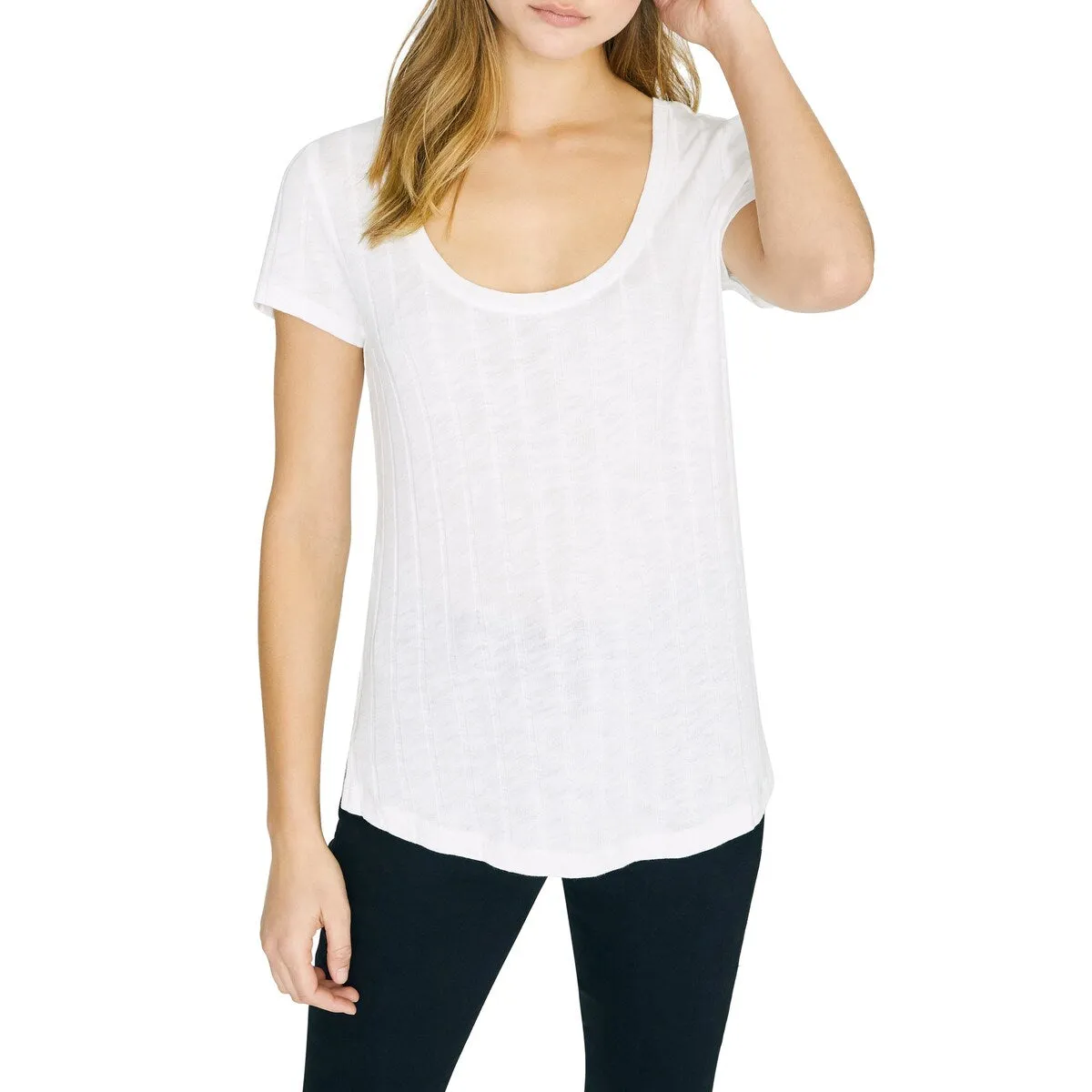 Sanctuary Women's Ribbed Scoop Neck Blouse White Size Medium sold by Zulily product image thumbnail 2