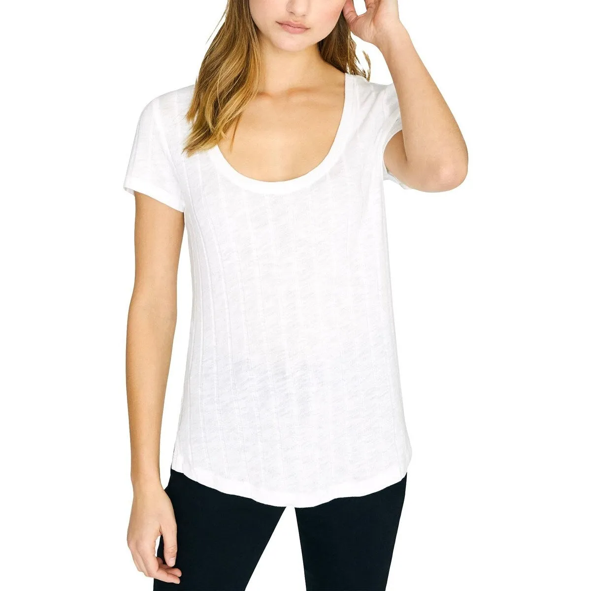 Sanctuary Women's Ribbed Scoop Neck Blouse White Size Medium sold by Zulily