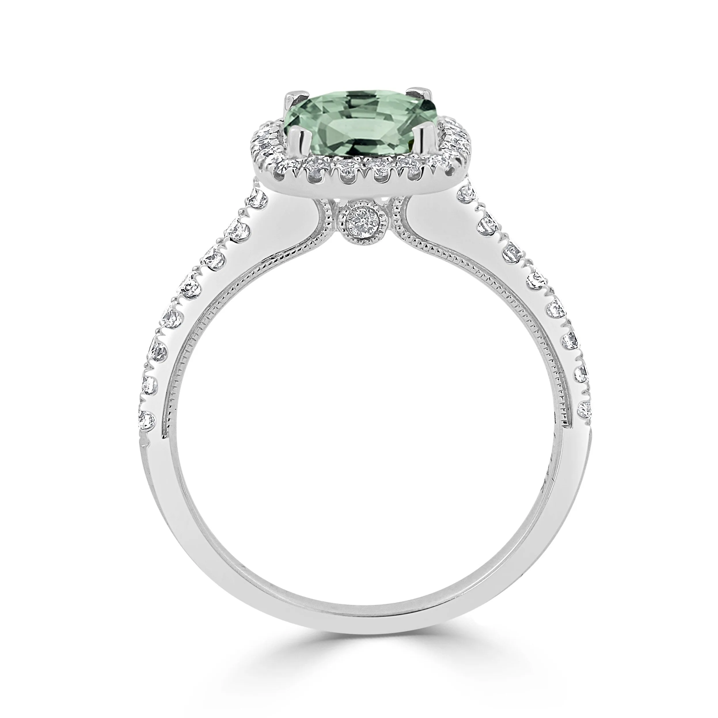 Auriya 1 1/8ct Cushion-cut Green Amethyst and Halo Diamond Engagement Ring 3/8ctw 14k Gold sold by Zulily product image thumbnail 5