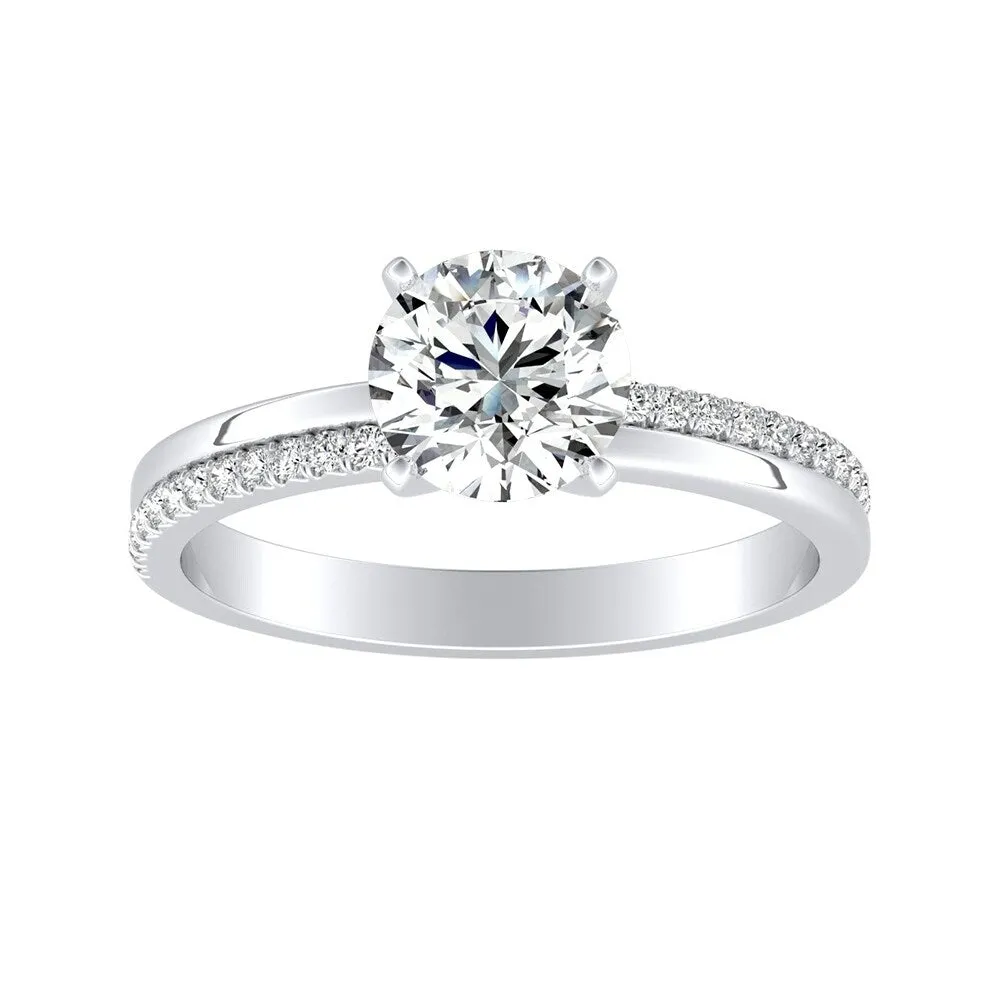 Auriya Modern 1/2ct Moissanite and Diamond Engagement Ring 1/8ctw 14K Gold sold by Zulily product image thumbnail 2