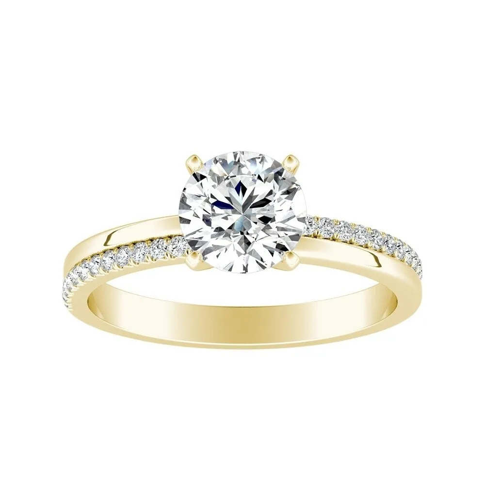 Auriya Modern 1/2ct Moissanite and Diamond Engagement Ring 1/8ctw 14K Gold sold by Zulily product image thumbnail 3