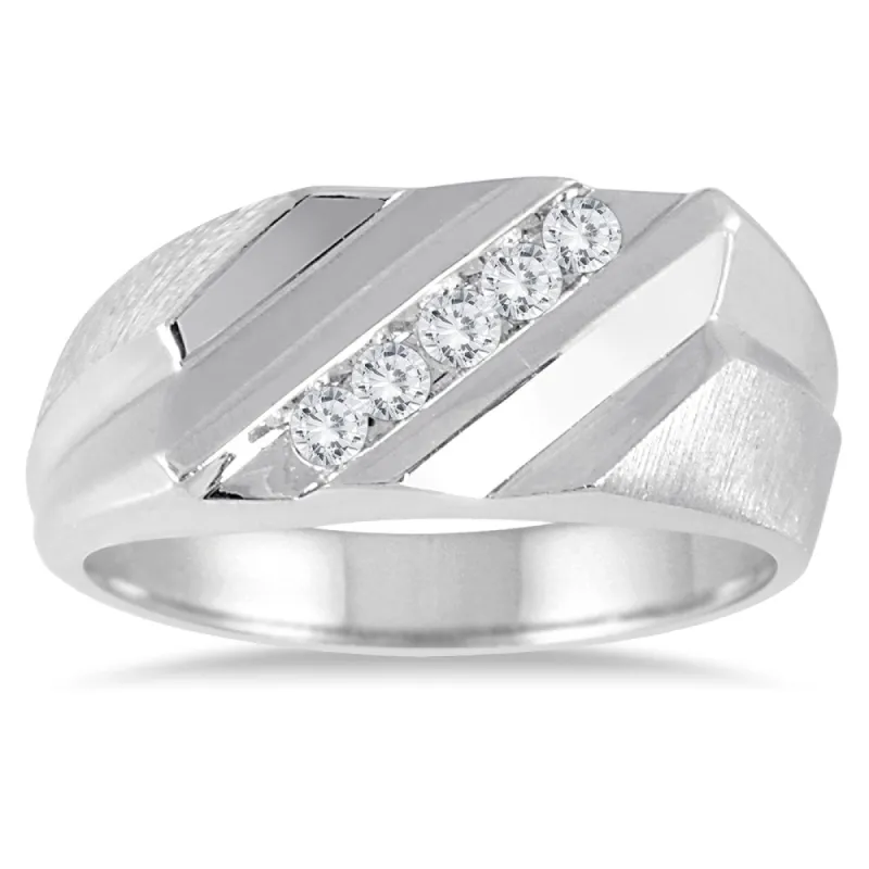1/4 Carat TW Diamond Men's Ring in 10K White Gold sold by Zulily
